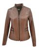 WOMAN LEATHER JACKET CODE:  05-W-FOUR ZIP (BROWN)